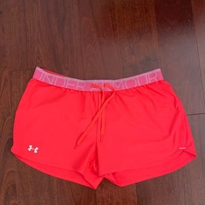 Neon pink under armour shorts